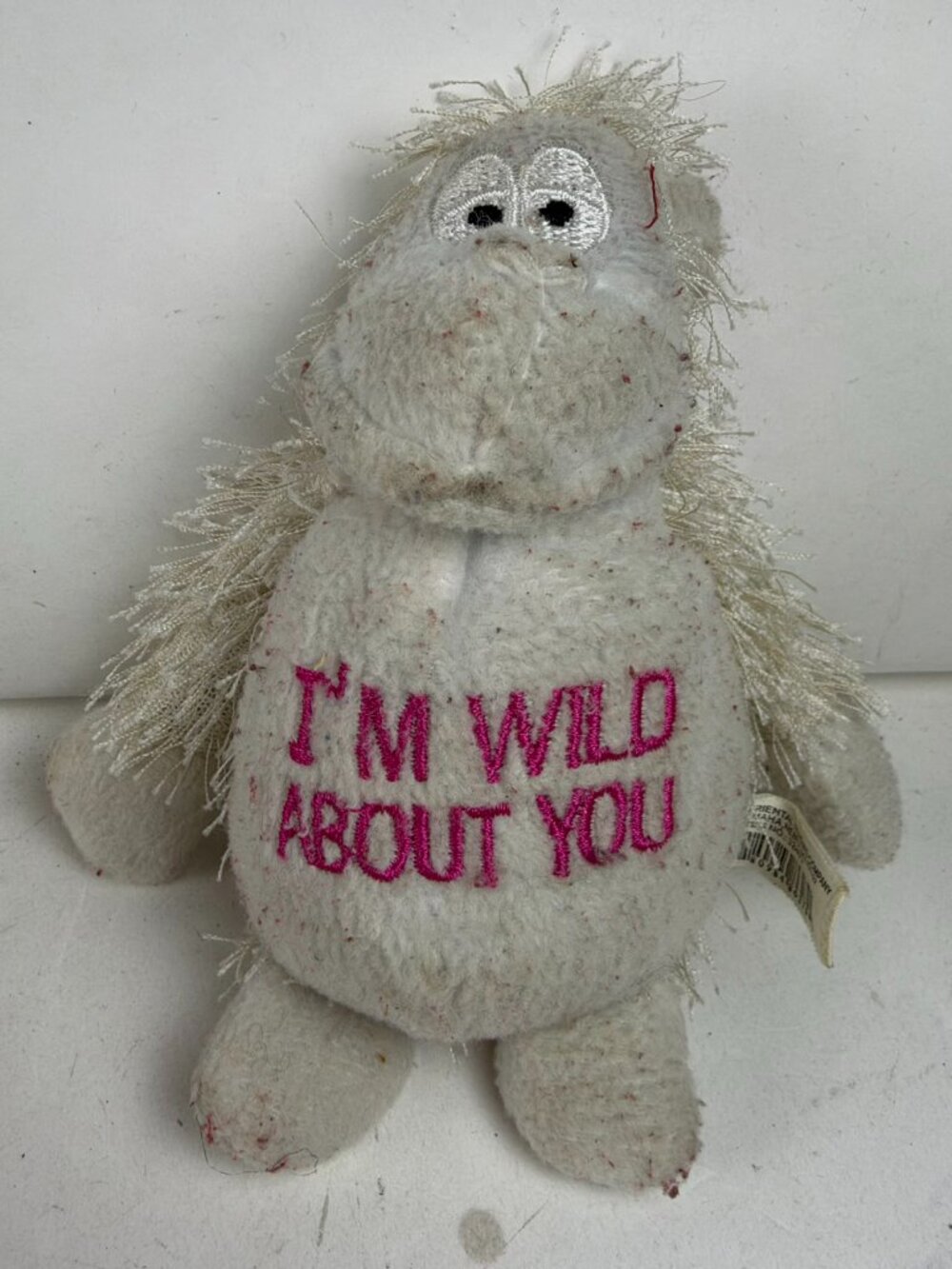 Oriental Trading Co 5" White Plush Gorilla Ape Im Wild About You Valentine Toy